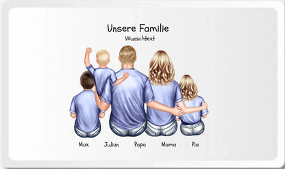 Frühstückbrettchen Weihnachtsgeschenk Familie mit 3 Kindern personalisiert, Geburtstagsgeschenk Frühstückbrettchen Versand nur innerhalb Deutschland Brettchen Versand nur innerhalb Deutschland 24,85 x 14,9 cm
