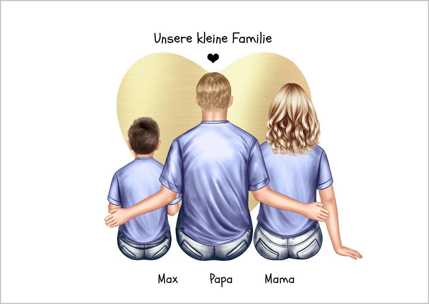 Geschenk Familie Poster, personalisiertes Familienbild mit Mama, Papa, 1 Kind perfekt als Weihnachtsgeschenk, Geburtstagsgeschenk Poster Poster
