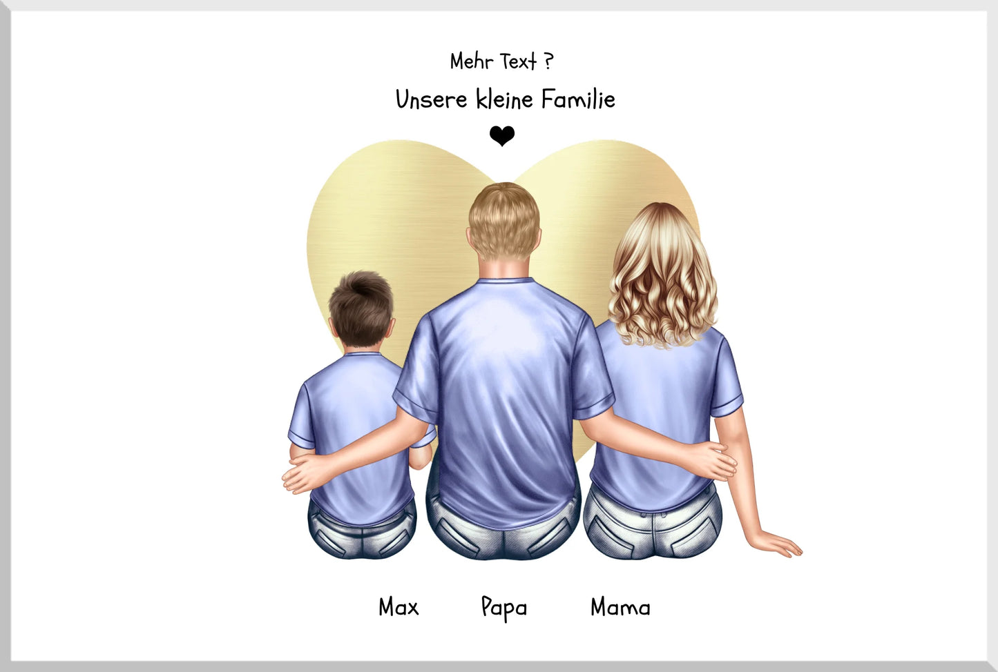 Geschenk Familie Poster, personalisiertes Familienbild mit Mama, Papa, 1 Kind perfekt als Weihnachtsgeschenk, Geburtstagsgeschenk Leinwanddruck Leinwandbild