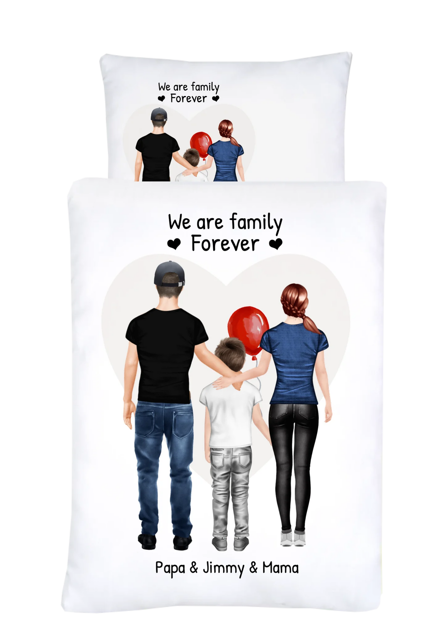 Personalisiertes Geschenk Bettwäsche für Familie, Mama, Papa, Kind