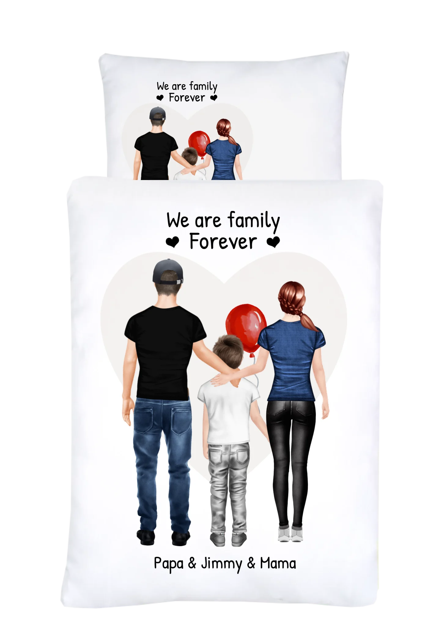 Personalisiertes Geschenk Bettwäsche für Familie, Mama, Papa, Kind