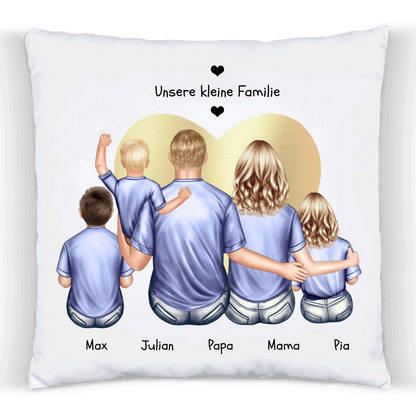 Personalisiertes Kissen Vatertag, Muttertag, Geschenk Papa, Geschenk Mama, Geburtstagsgeschenk Eltern, 3 Kinder Premium Kissen (Plüschoberfläche) Premium Kissen