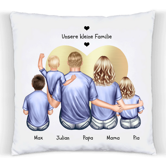 Personalisiertes Kissen Vatertag, Muttertag, Geschenk Papa, Geschenk Mama, Geburtstagsgeschenk Eltern, 3 Kinder Premium Kissen (Plüschoberfläche) Premium Kissen