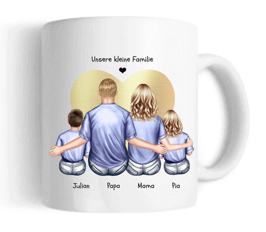 Tasse Geschenk Vatertag - Tasse Geschenk Muttertag Papa Geburtstagsgeschenk - Mama Geburtstagsgeschenk - Personalisiertes Geschenk Familie mit Baby + 2 Kindern Keramiktasse 330 ml Mug Classic - Panorama