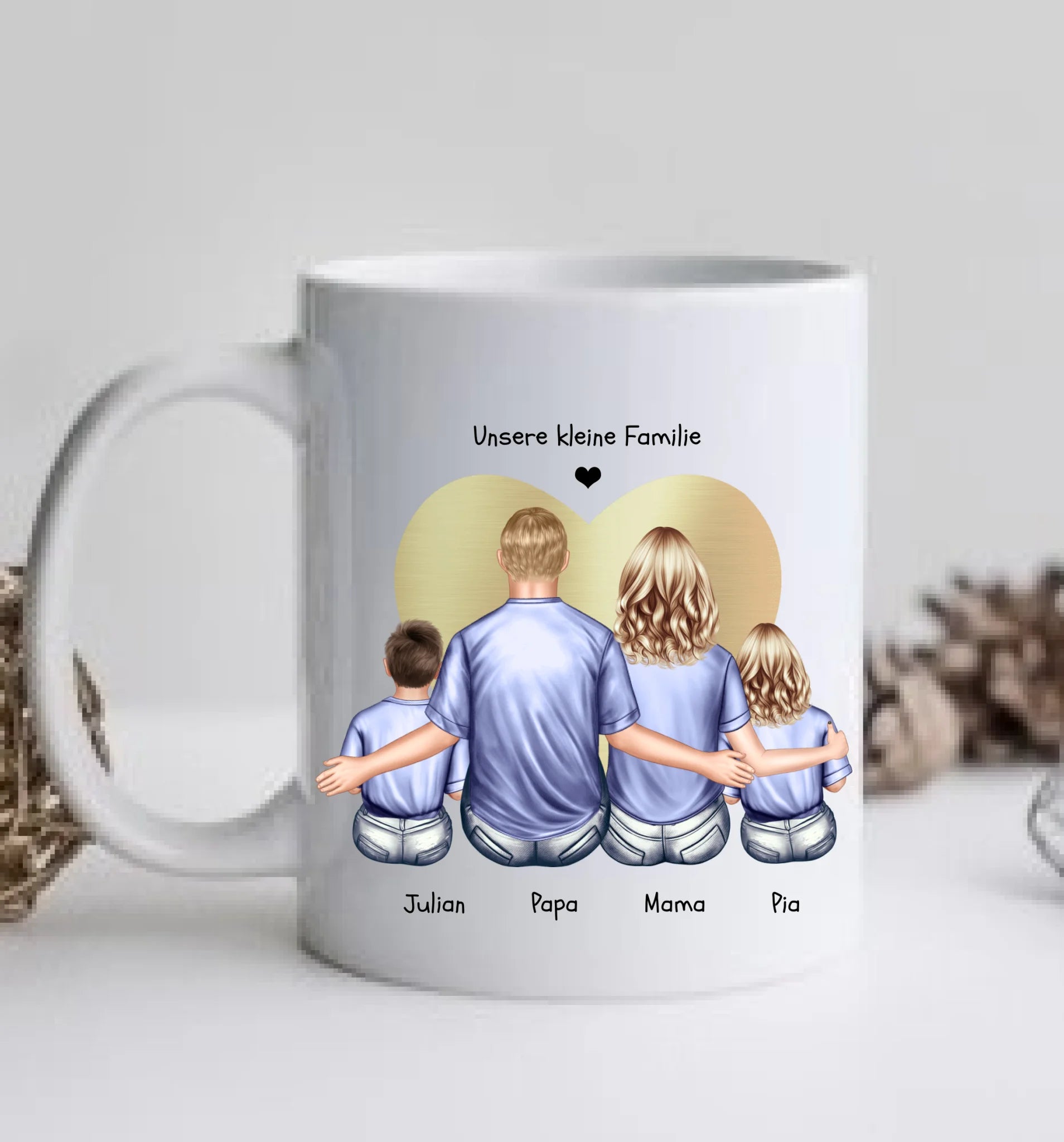 Muttertagsgeschenk & Vatertagsgeschenk-personalisierte Tasse Eltern mit 2 Kindern