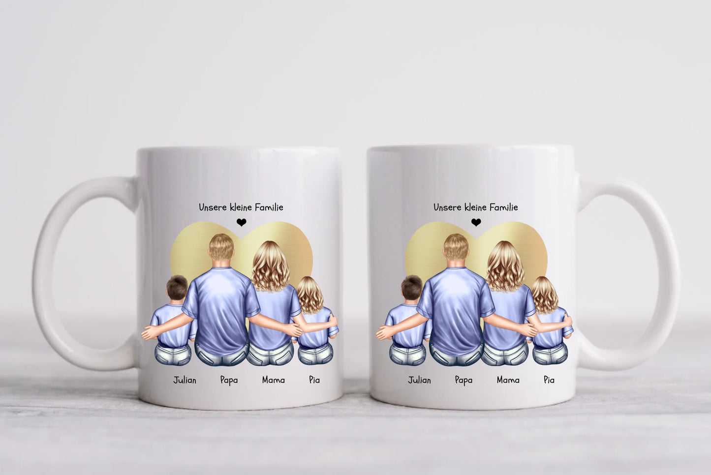 Muttertagsgeschenk & Vatertagsgeschenk-personalisierte Tasse Eltern mit 2 Kindern