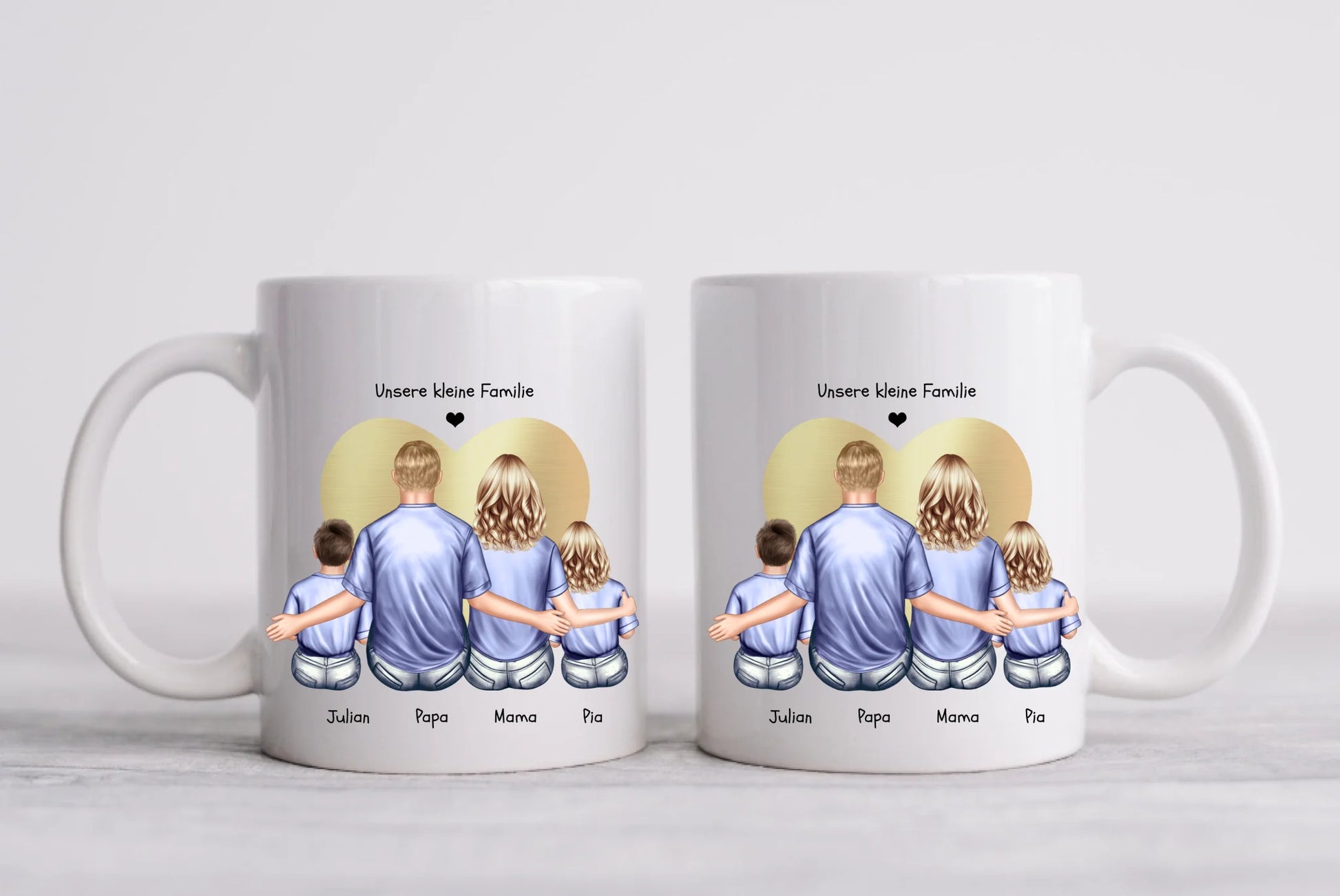 Muttertagsgeschenk & Vatertagsgeschenk-personalisierte Tasse Eltern mit 2 Kindern