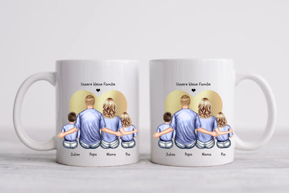Muttertagsgeschenk & Vatertagsgeschenk-personalisierte Tasse Eltern mit 2 Kindern