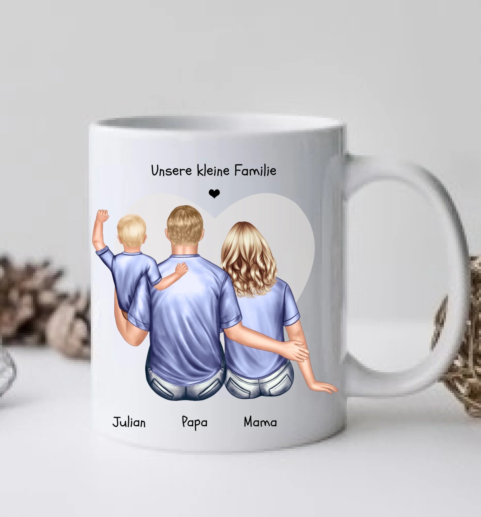 Muttertagsgeschenk & Vatertagsgeschenk - personalisierte Tasse Eltern mit Baby
