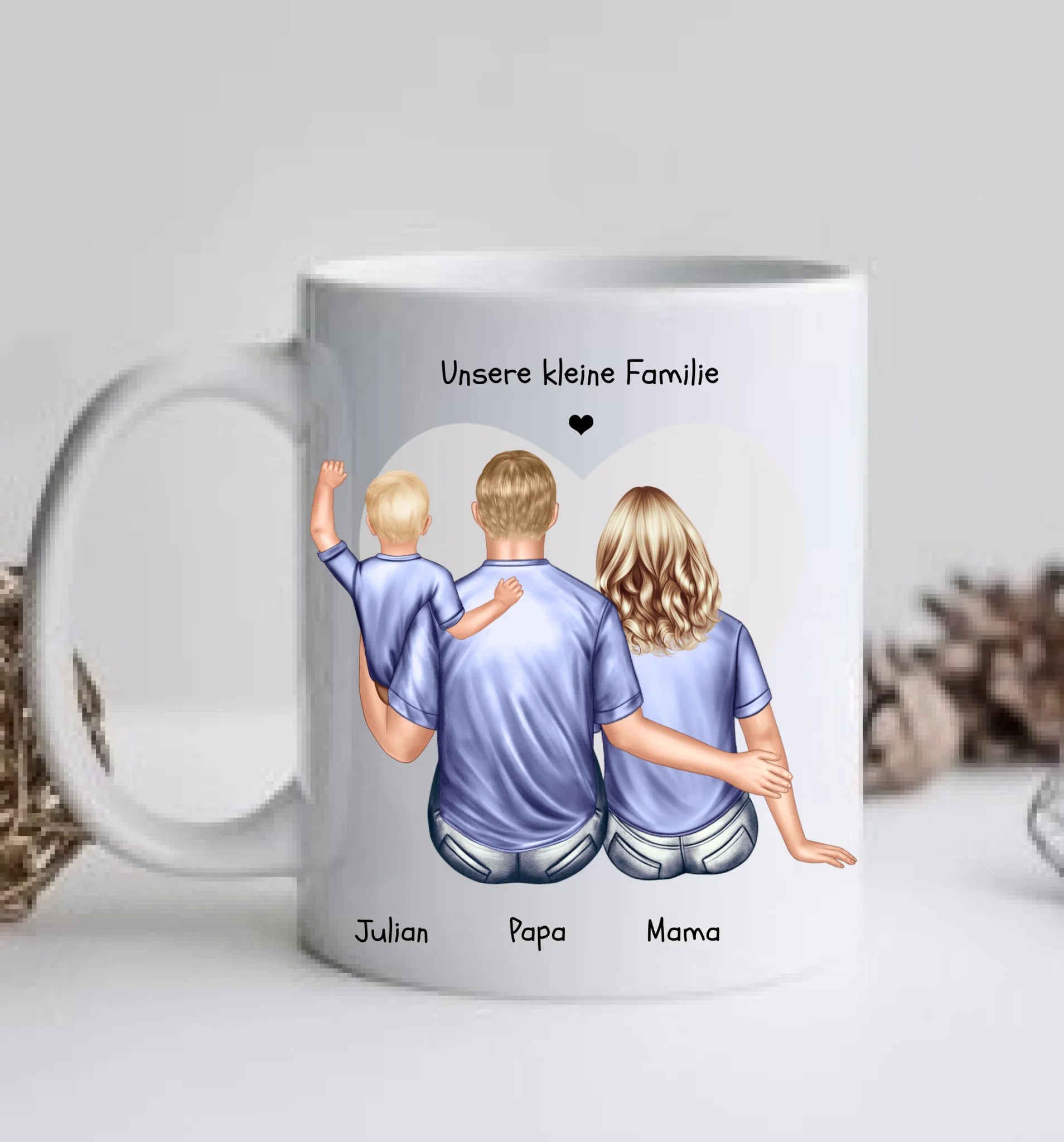 Muttertagsgeschenk & Vatertagsgeschenk - personalisierte Tasse Eltern mit Baby