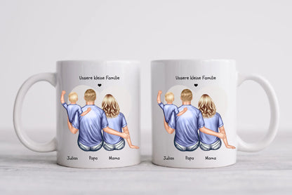 Muttertagsgeschenk & Vatertagsgeschenk - personalisierte Tasse Eltern mit Baby