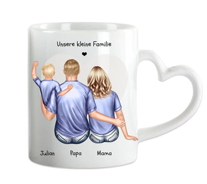 Muttertagsgeschenk & Vatertagsgeschenk - personalisierte Tasse Eltern mit Baby Herzhenkeltasse Default Mug Classic - Panorama