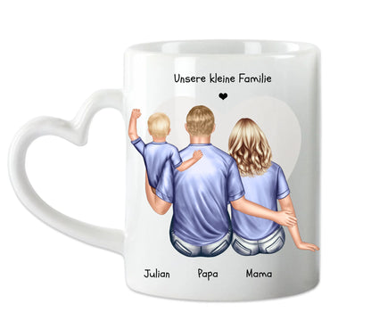 Muttertagsgeschenk & Vatertagsgeschenk - personalisierte Tasse Eltern mit Baby
