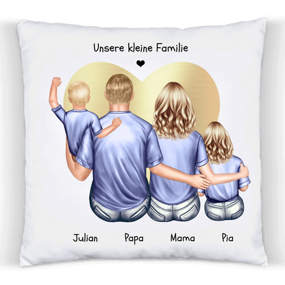 Geschenk Eltern - Kissen personalisiert mit Mama, Papa, Baby und Kind Premium Kissen (Plüschoberfläche) Premium Kissen