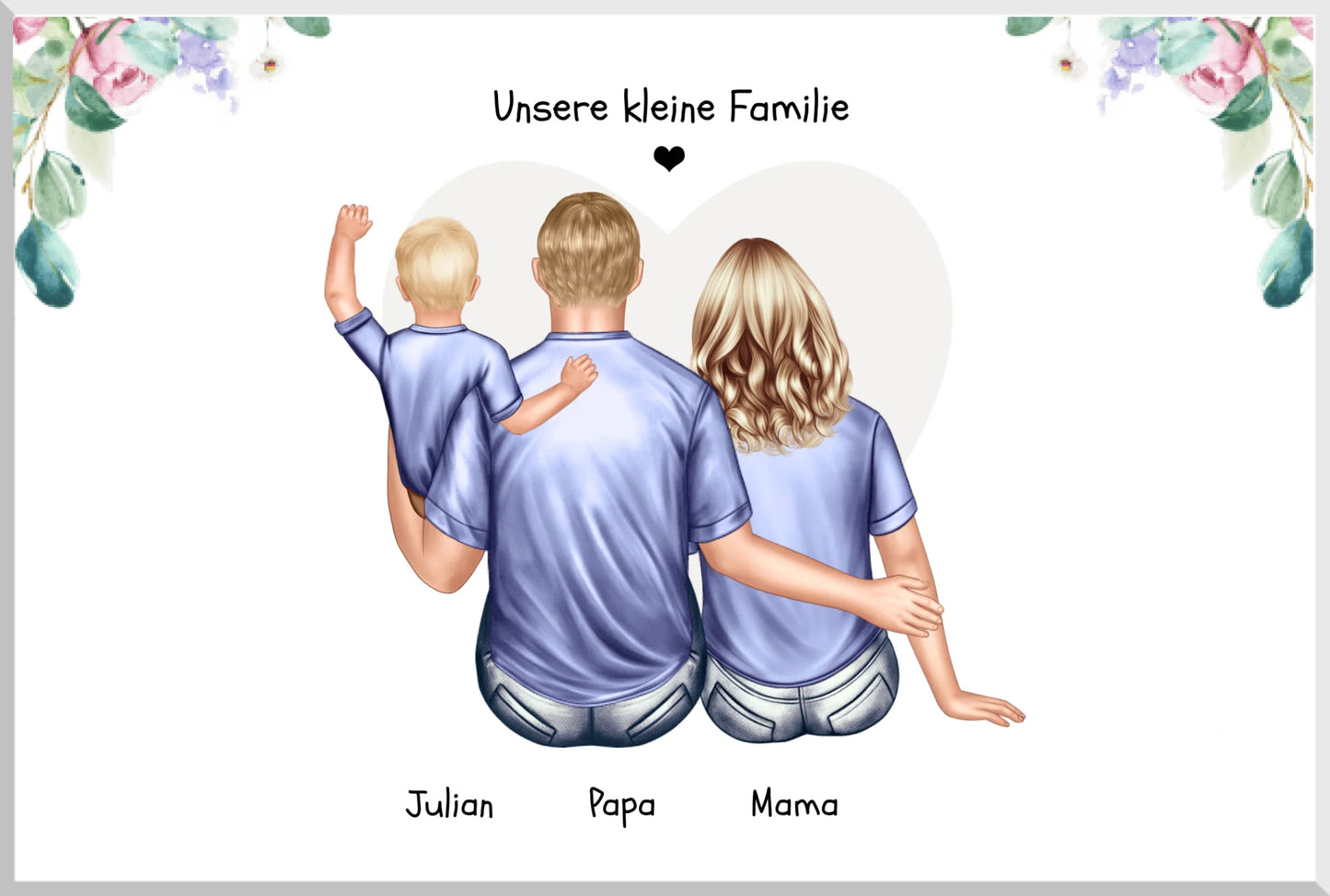 Familienbild mit Baby - Geschenk Papa -Geschenk Mama - Geschenk Vatertag - Geschenk Muttertag - Papa Vatertagsgeschenk Leinwanddruck Leinwandbild