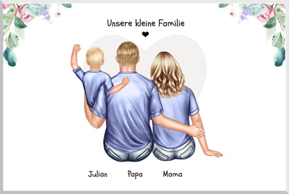 Familienbild mit Baby - Geschenk Papa -Geschenk Mama - Geschenk Vatertag - Geschenk Muttertag - Papa Vatertagsgeschenk Leinwanddruck Leinwandbild