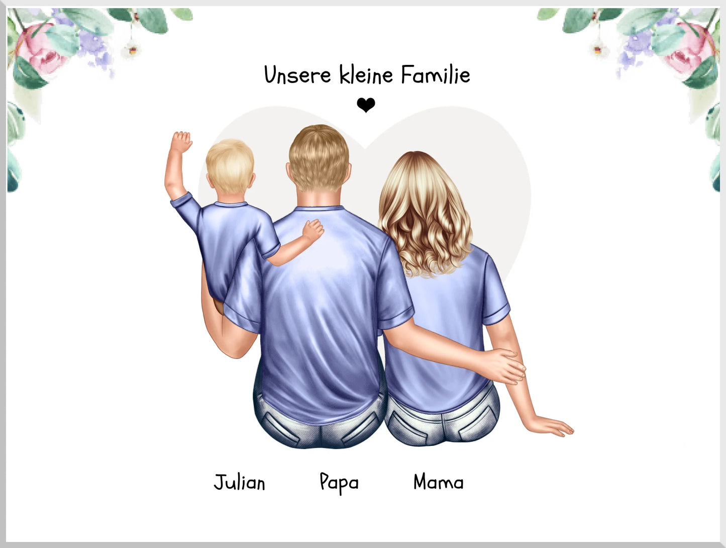 Familienbild mit Baby - Geschenk Papa -Geschenk Mama - Geschenk Vatertag - Geschenk Muttertag - Papa Vatertagsgeschenk Leinwanddruck Leinwandbild