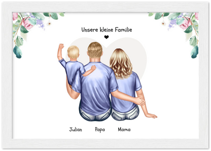 Familienbild mit Baby - Geschenk Papa -Geschenk Mama - Geschenk Vatertag - Geschenk Muttertag - Papa Vatertagsgeschenk Premium Matte Paper Wooden Framed Poster - White - Vertical Gerahmtes Poster A4 21x29.7 cm