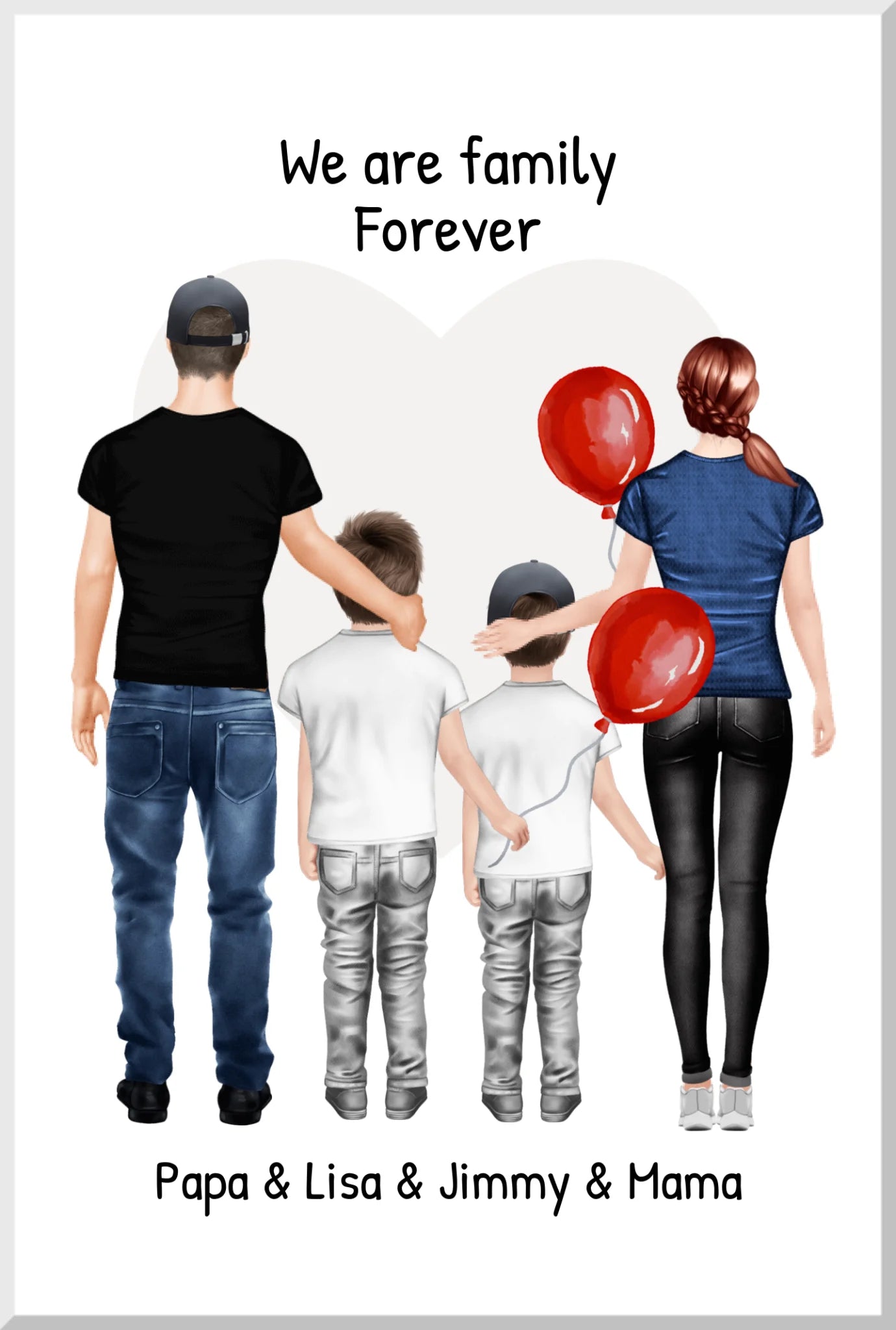Familienbild mit 2 Kindern - Personalisiertes Familienportrait - We are family 2 Leinwanddruck Leinwandbild