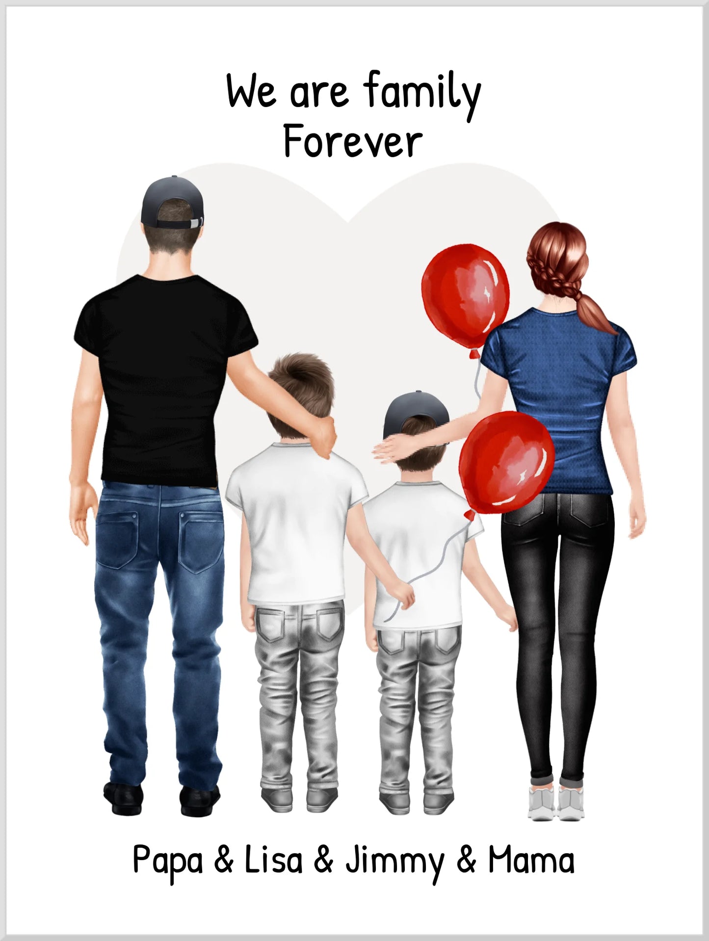 Familienbild mit 2 Kindern - Personalisiertes Familienportrait - We are family 2 Leinwanddruck Leinwandbild
