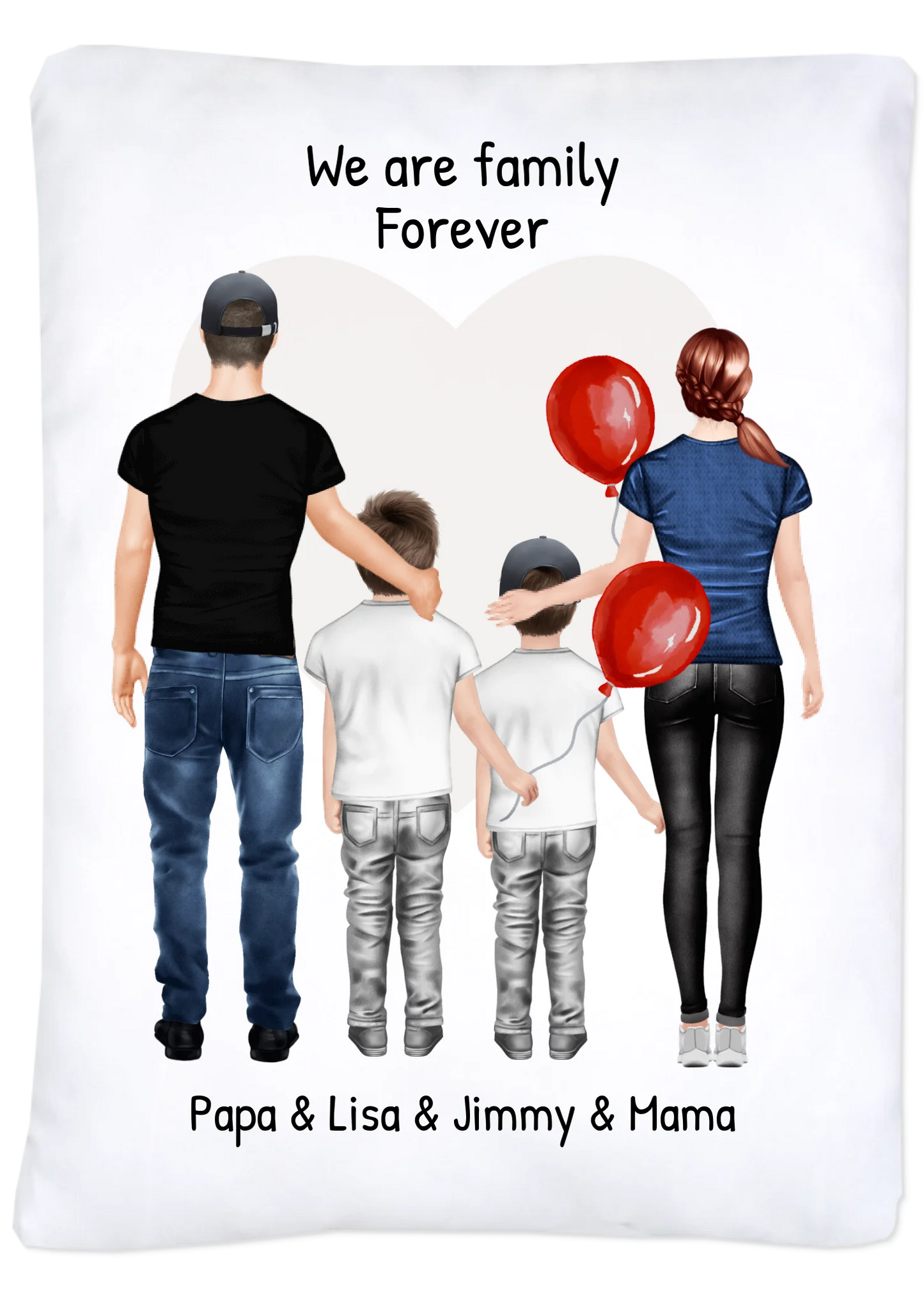 Personalisiertes Geschenk Bettwäsche für Familie, Mama, Papa, 2 Kinder Personalisierte Bettwäsche Default 200x140 80x80 Set