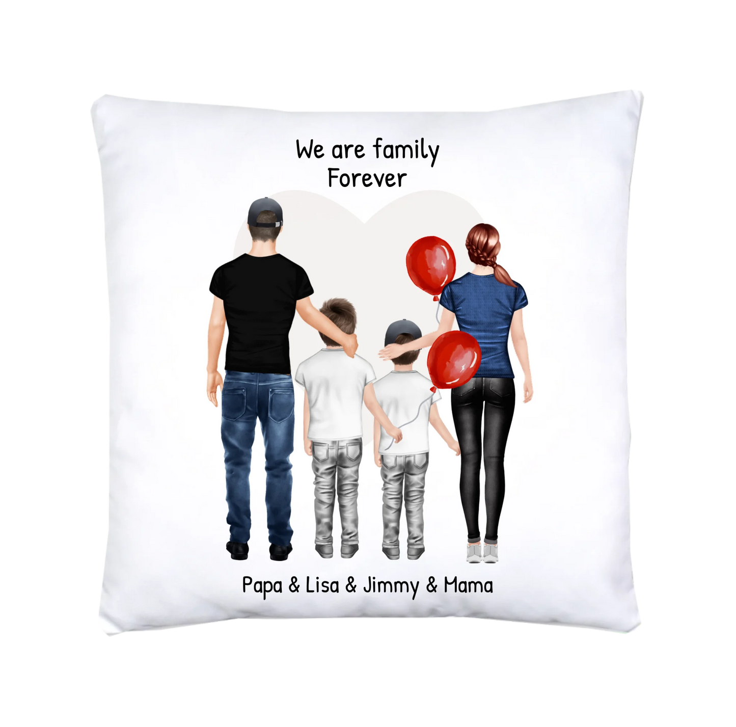 Personalisiertes Geschenk Bettwäsche für Familie, Mama, Papa, 2 Kinder Personalisierte Bettwäsche Default 80x80 Kopfkissen