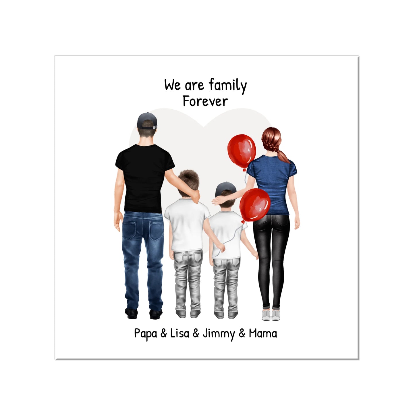 Familienbild mit 2 Kindern - Personalisiertes Familienportrait - We are family 2 Leinwanddruck Leinwandbild