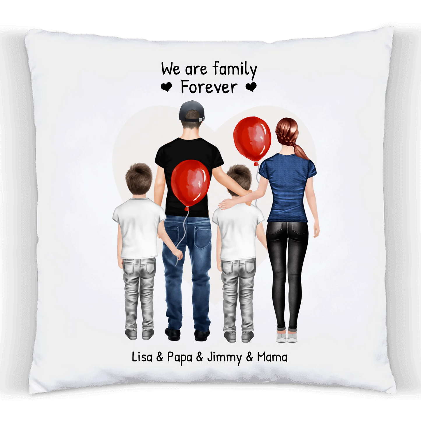 Personalisiertes Kissen Familie 2 Kinder, Geschenk Mama, Geschenk Partner, Geschenk Geburtstag, Hochzeitstag, Geburtstagsgeschenk 2 Premium Kissen (Plüschoberfläche) Premium Kissen