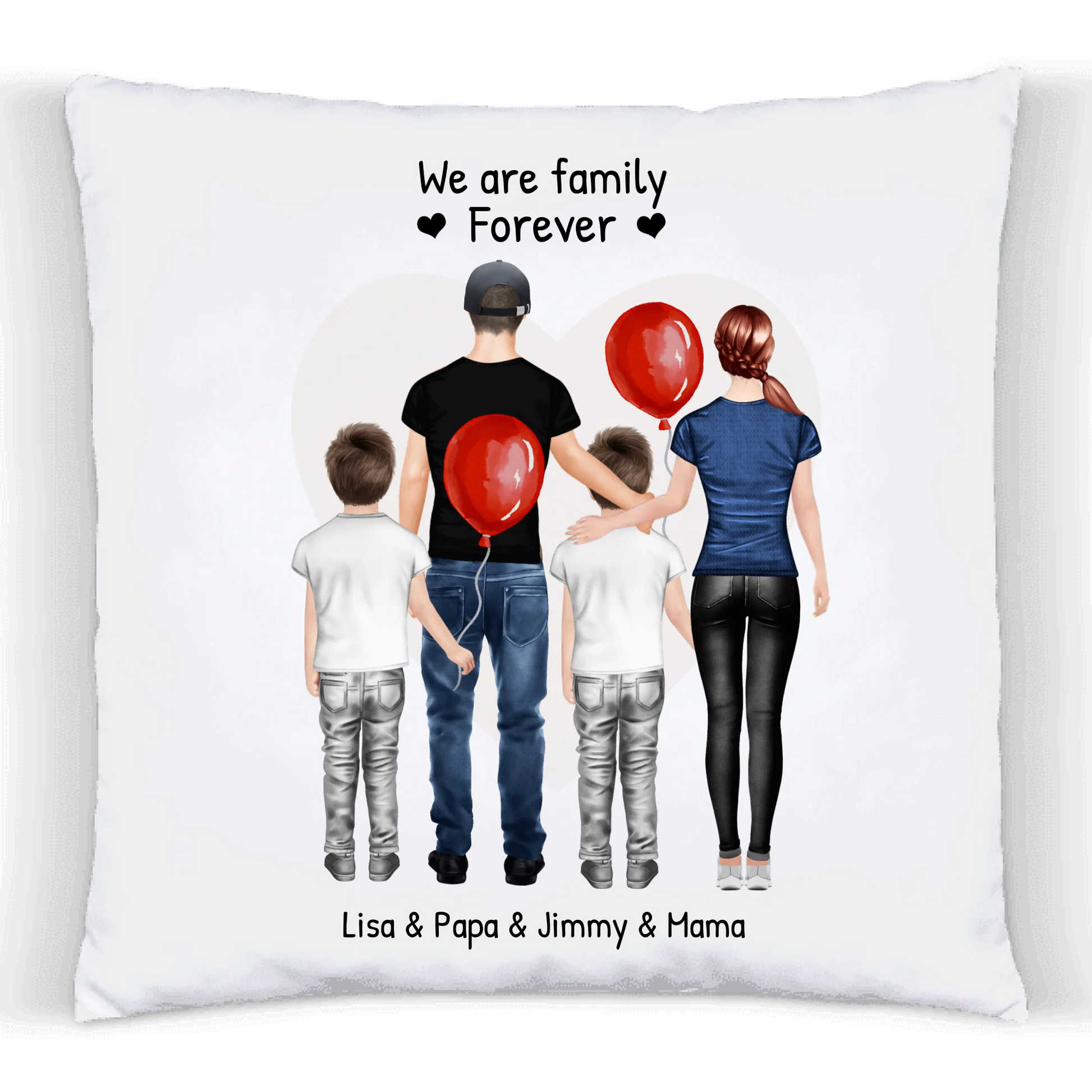 Personalisiertes Kissen Familie 2 Kinder, Geschenk Mama, Geschenk Partner, Geschenk Geburtstag, Hochzeitstag, Geburtstagsgeschenk 2 Premium Kissen (Plüschoberfläche) Premium Kissen