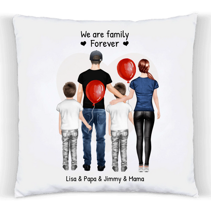 Personalisiertes Kissen Familie 2 Kinder, Geschenk Mama, Geschenk Partner, Geschenk Geburtstag, Hochzeitstag, Geburtstagsgeschenk 2 Premium Kissen (Plüschoberfläche) Premium Kissen