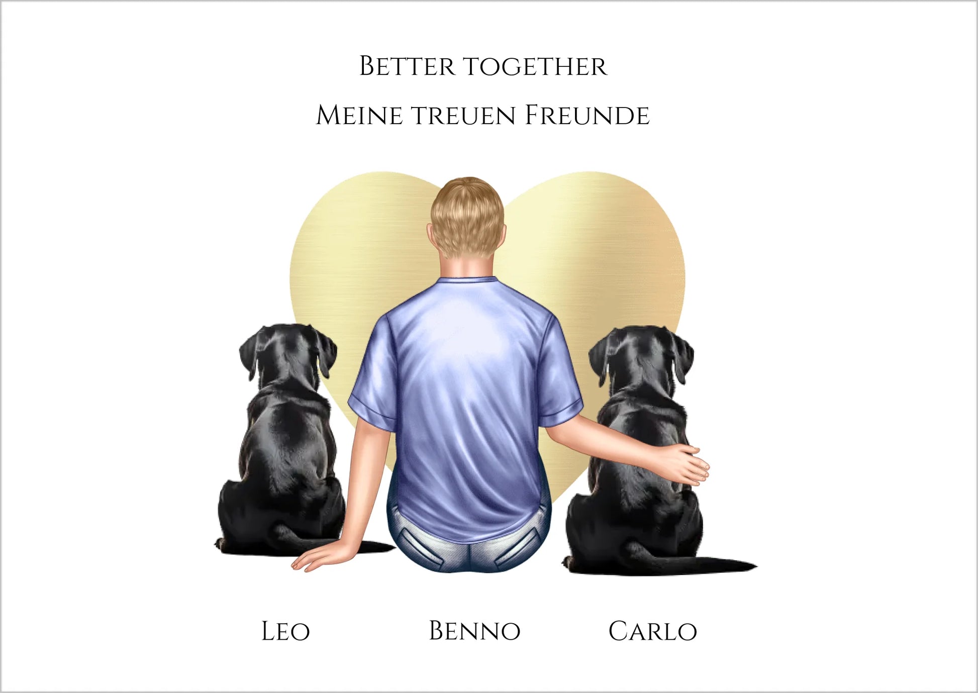 Personalisiertes Geschenk Mann/ Freund mit 2 Hunden Poster - Geburtstagsgeschenk personalisiert Geschenk Hundebesitzer Weihnachtsgeschenk Poster Poster