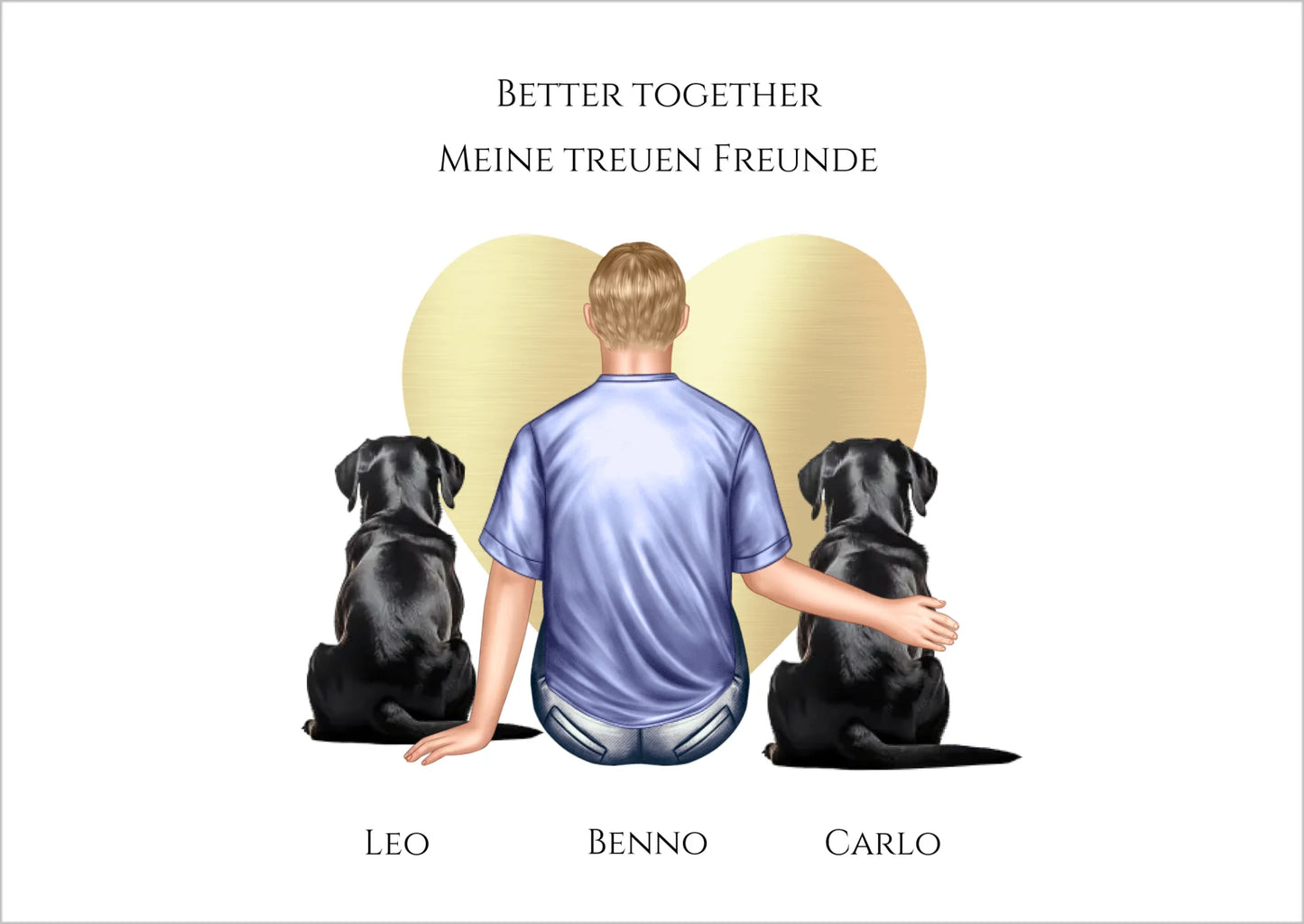 Personalisiertes Geschenk Mann/ Freund mit 2 Hunden Poster - Geburtstagsgeschenk personalisiert Geschenk Hundebesitzer Weihnachtsgeschenk !!! Digitale Datei zum Selberdrucken - kein Poster !!! Digitale Datei zum Selberdrucken - kein Poster A4 A3 A2