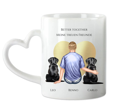 Personalisierte Tasse Geschenk Hundebesitzer - Mann/ Freund mit 2 Hunden - Geburtstagsgeschenk Weihnachtsgeschenk