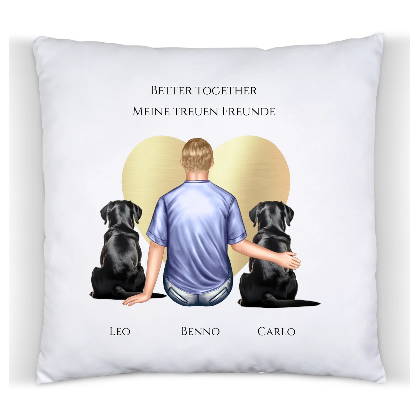 Personalisiertes Geschenk Mann/ Freund mit 2 Hunden Deko Kissen - Geburtstagsgeschenk personalisiert Geschenk Hundebesitzer Weihnachtsgeschenk Kissen Baumwolle Baumwollkissen