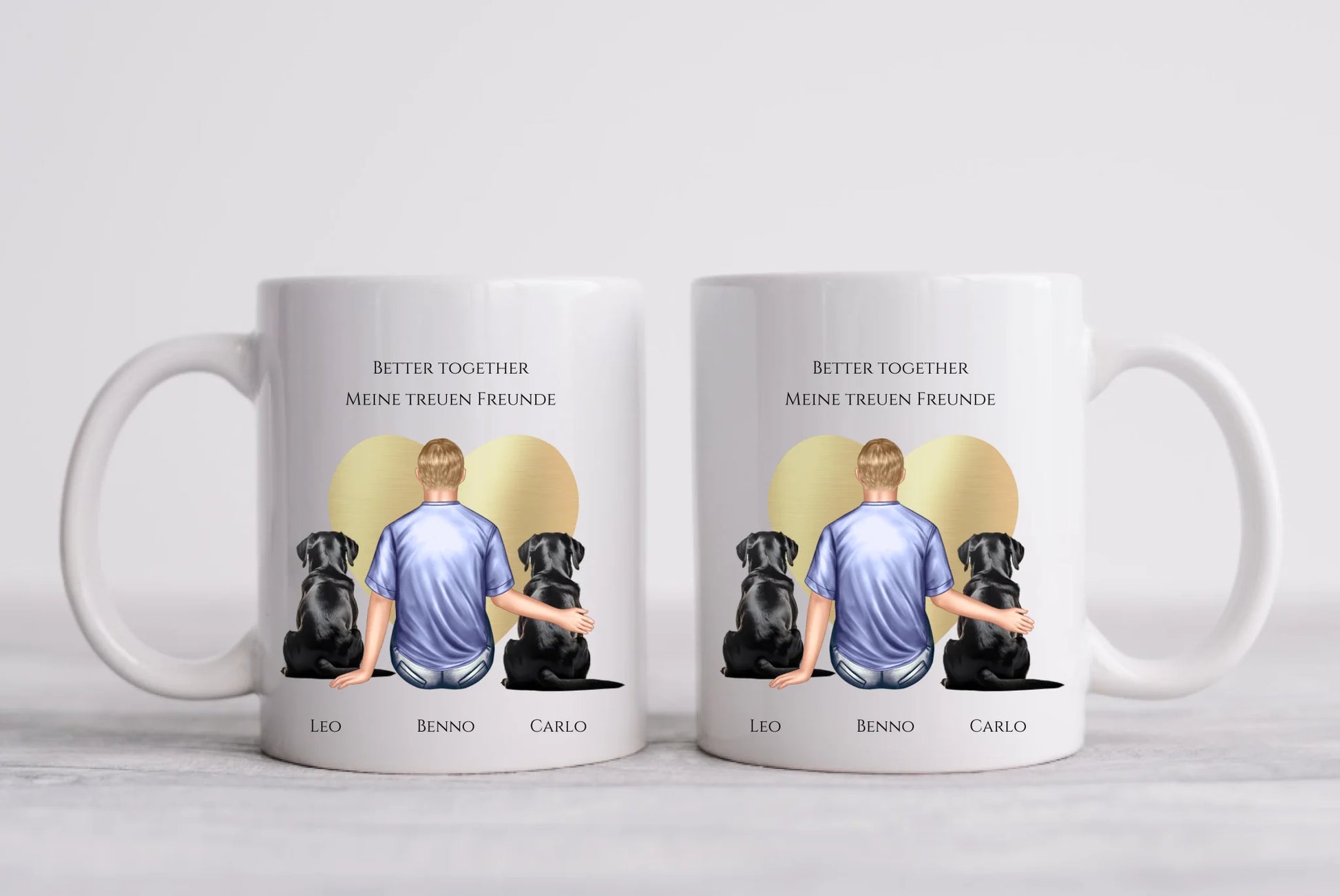 Personalisierte Tasse Geschenk Hundebesitzer - Mann/ Freund mit 2 Hunden - Geburtstagsgeschenk Weihnachtsgeschenk