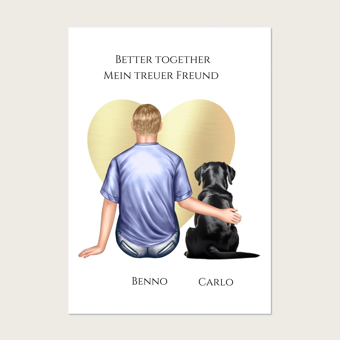 Personalisiertes Poster Geschenk Hundebesitzer Mann / Junge mit Hund - Geburtstagsgeschenk Weihnachtsgeschenk !!! Digitale Datei zum Selberdrucken - kein Poster !!! Digitale Datei zum Selberdrucken - kein Poster A4 A3 A2