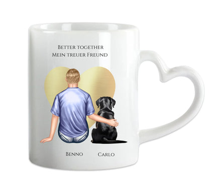 Geschenk Mädchen / Frau mit Hund Tasse personalisiert - Geburtstagsgeschenk Geschenk Hundebesitzerin Weihnachtsgeschenk Herzhenkeltasse Default Mug Classic - Panorama