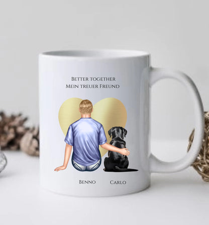 Geschenk Mädchen / Frau mit Hund Tasse personalisiert - Geburtstagsgeschenk Geschenk Hundebesitzerin Weihnachtsgeschenk Keramiktasse 330 ml Mug Classic - Panorama