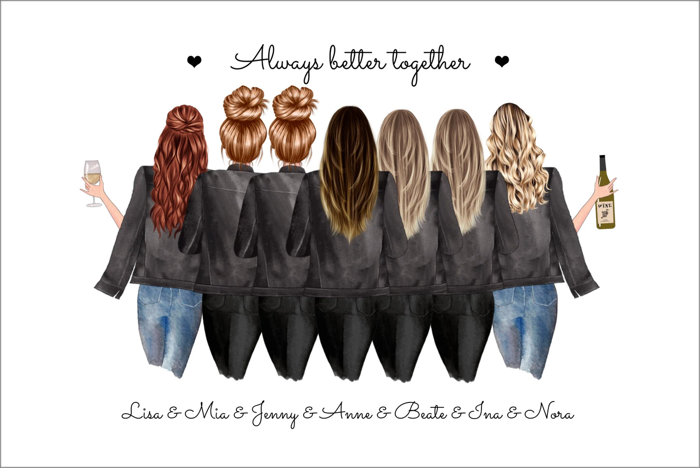 7 beste Freundinnen Poster Geschenk personalisiert - Beste Freundin Bild Geburtstagsgeschenk & Weihnachtsgeschenk Posters Poster