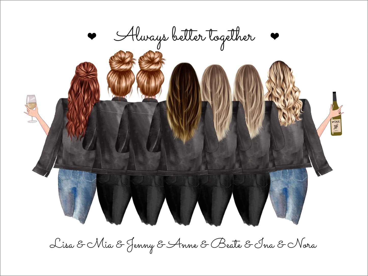 7 beste Freundinnen Poster Geschenk personalisiert - Beste Freundin Bild Geburtstagsgeschenk & Weihnachtsgeschenk Posters Poster