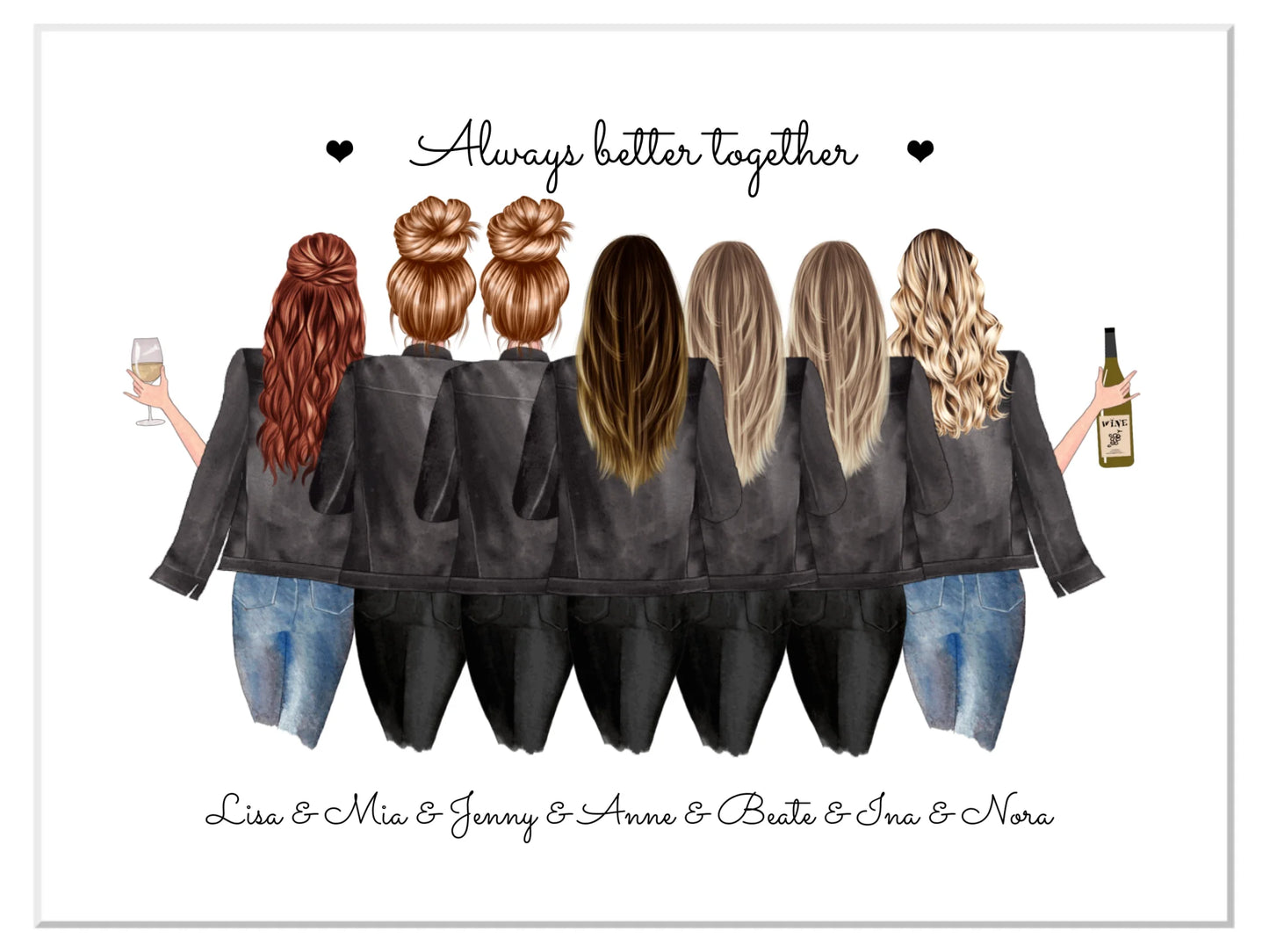 7 beste Freundinnen Poster Geschenk personalisiert - Beste Freundin Bild Geburtstagsgeschenk & Weihnachtsgeschenk Leinwanddruck Leinwandbild