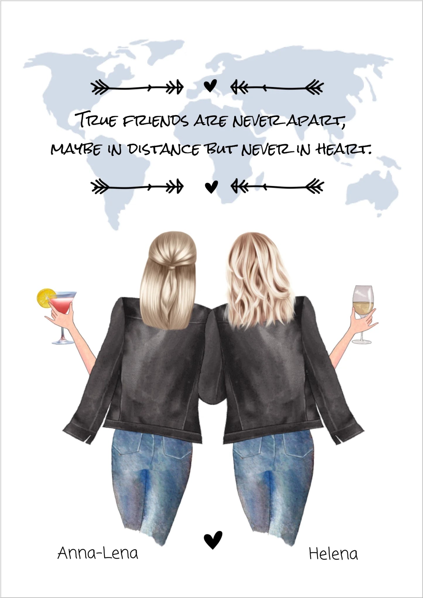 Beste Freundin Geschenk. 2 Beste Freundinnen Poster mit Spruch personalisiert zum Geburtstag .