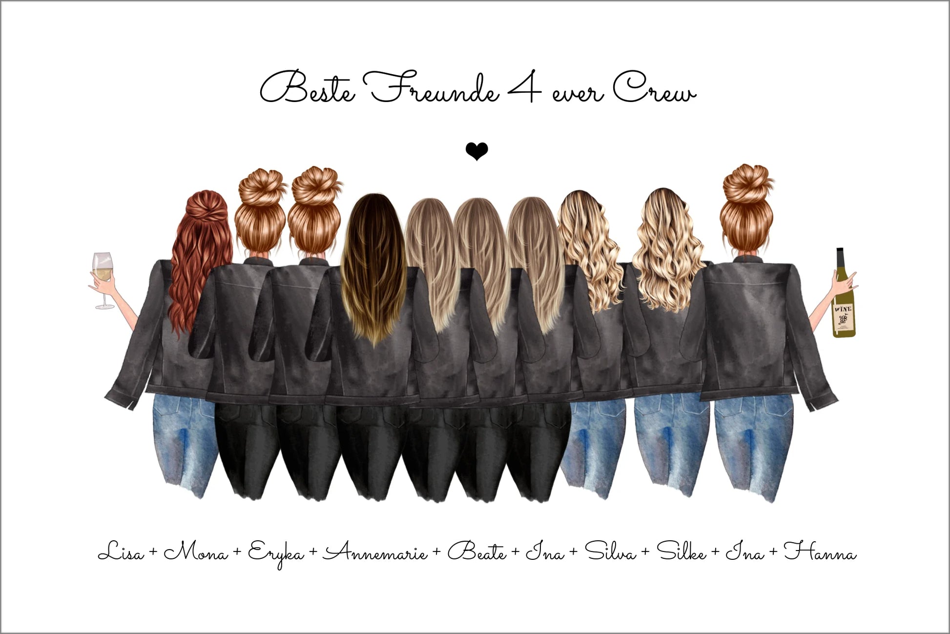 10 Freundinnen Bild individuell mit Namen Spruch personalisieren - Poster Geburtstagsgeschenk & Weihnachtsgeschenk Posters Poster