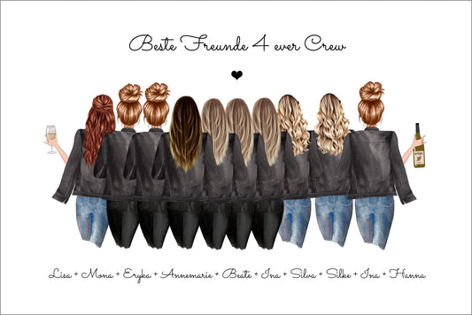 10 Freundinnen Bild individuell mit Namen Spruch personalisieren - Poster Geburtstagsgeschenk & Weihnachtsgeschenk Posters Poster