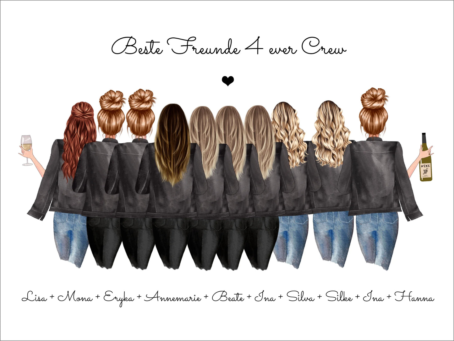 10 Freundinnen Bild individuell mit Namen Spruch personalisieren - Poster Geburtstagsgeschenk & Weihnachtsgeschenk Posters Poster