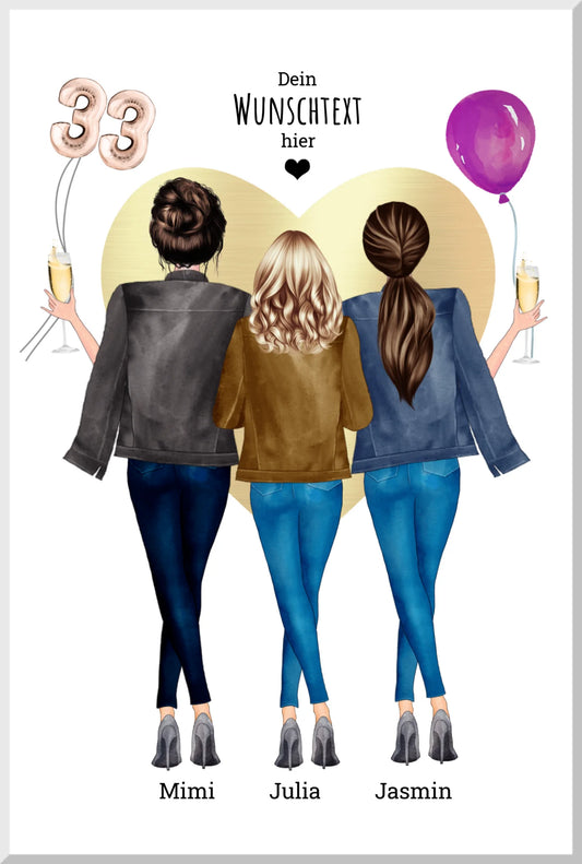 Geburtstagsgeschenk 33. Geburtstag Frau Geschenk Freundin, Schwester, Mama, Kollegin personalisiertes Poster Leinwanddruck Leinwandbild 30x20 cm