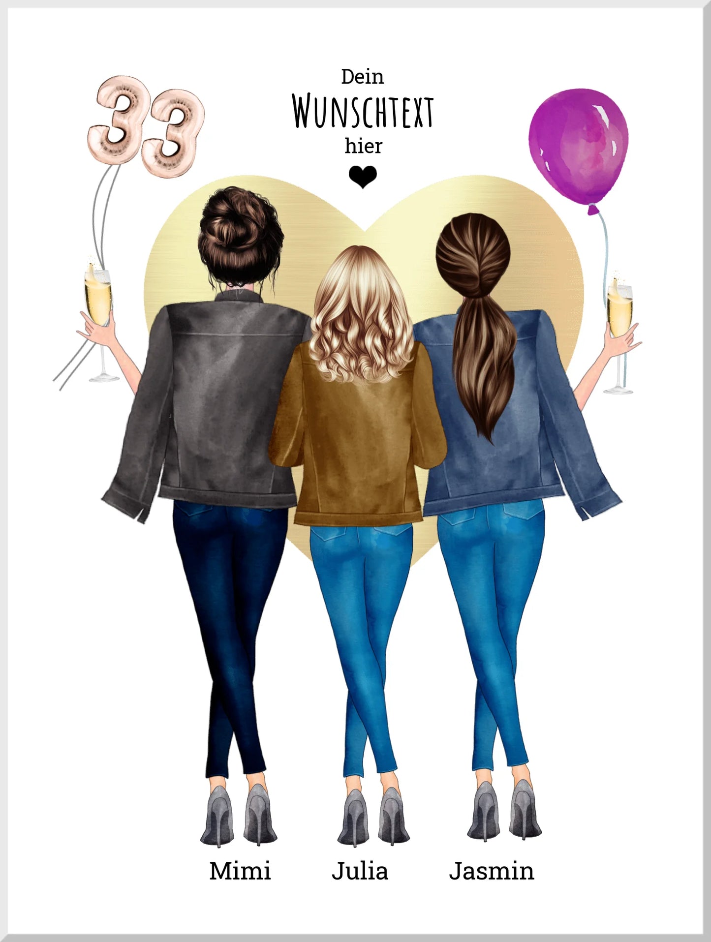 Geburtstagsgeschenk 33. Geburtstag Frau Geschenk Freundin, Schwester, Mama, Kollegin personalisiertes Poster Leinwanddruck Leinwandbild