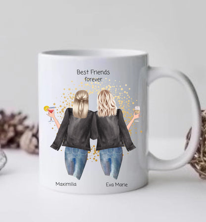 2 Beste Freundinnen Tasse personalisiert - Beste Freundin Geburtstagsgeschenk