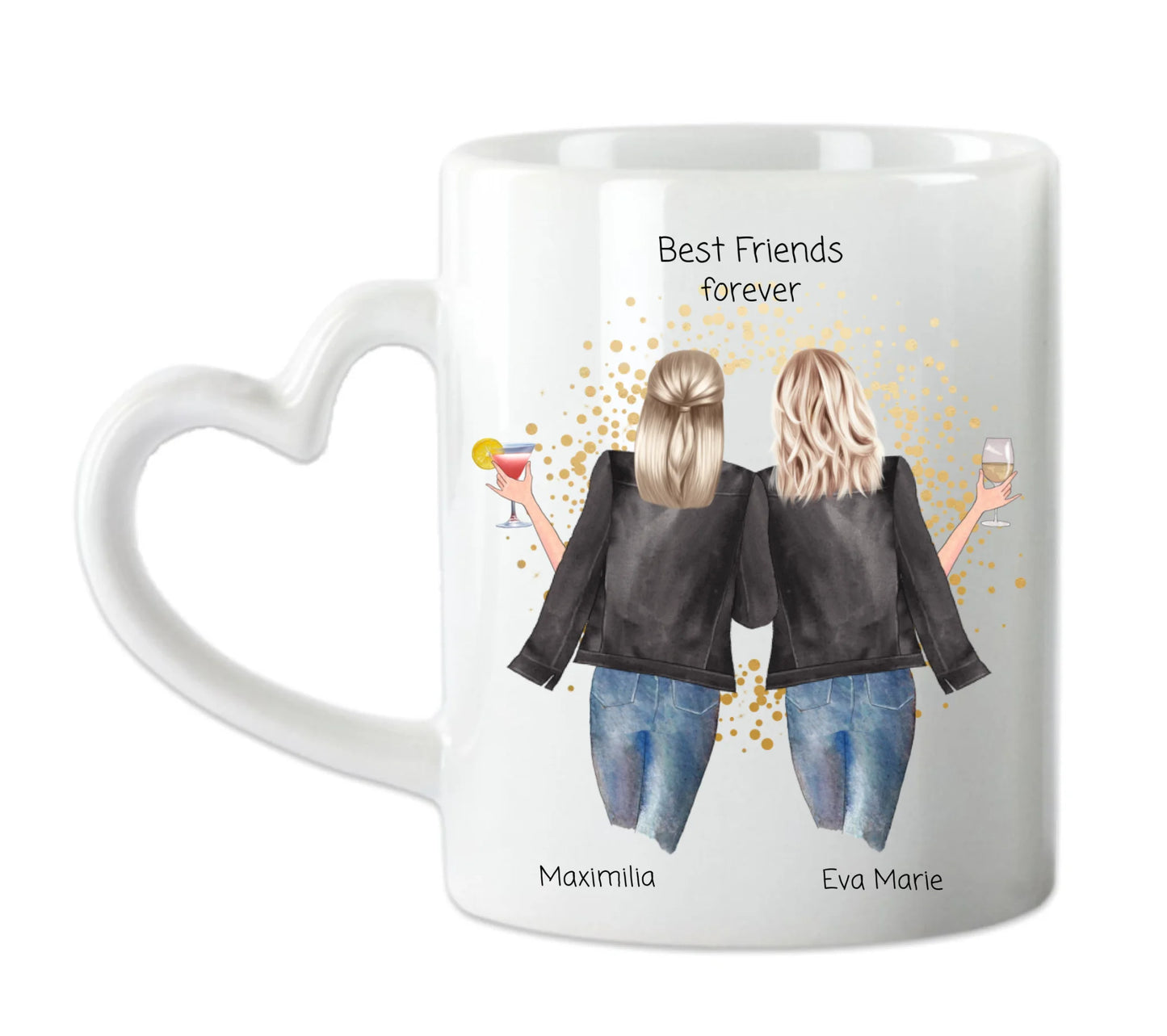 2 Beste Freundinnen Tasse personalisiert - Beste Freundin Geburtstagsgeschenk