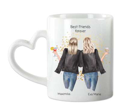 2 Beste Freundinnen Tasse personalisiert - Beste Freundin Geburtstagsgeschenk
